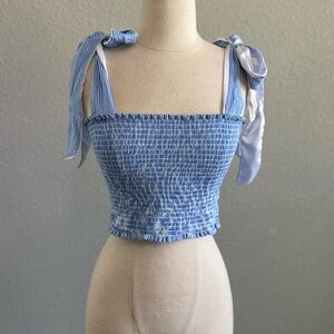 Koch Cece‎ Smocked Top Size Small EUC Shoulder Ties